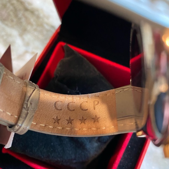 NWT AUTOMATIC CCCP WATCH IN ROSE GOLD TONE W/ LEATHER BAND - Picture 5 of 9